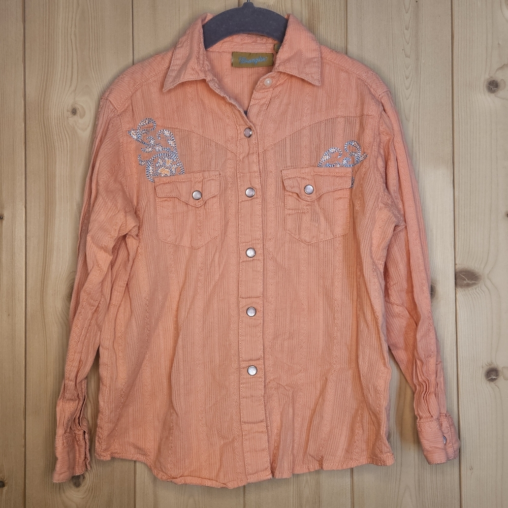 Wrangler Girls Orange Casual Button Down Shirt